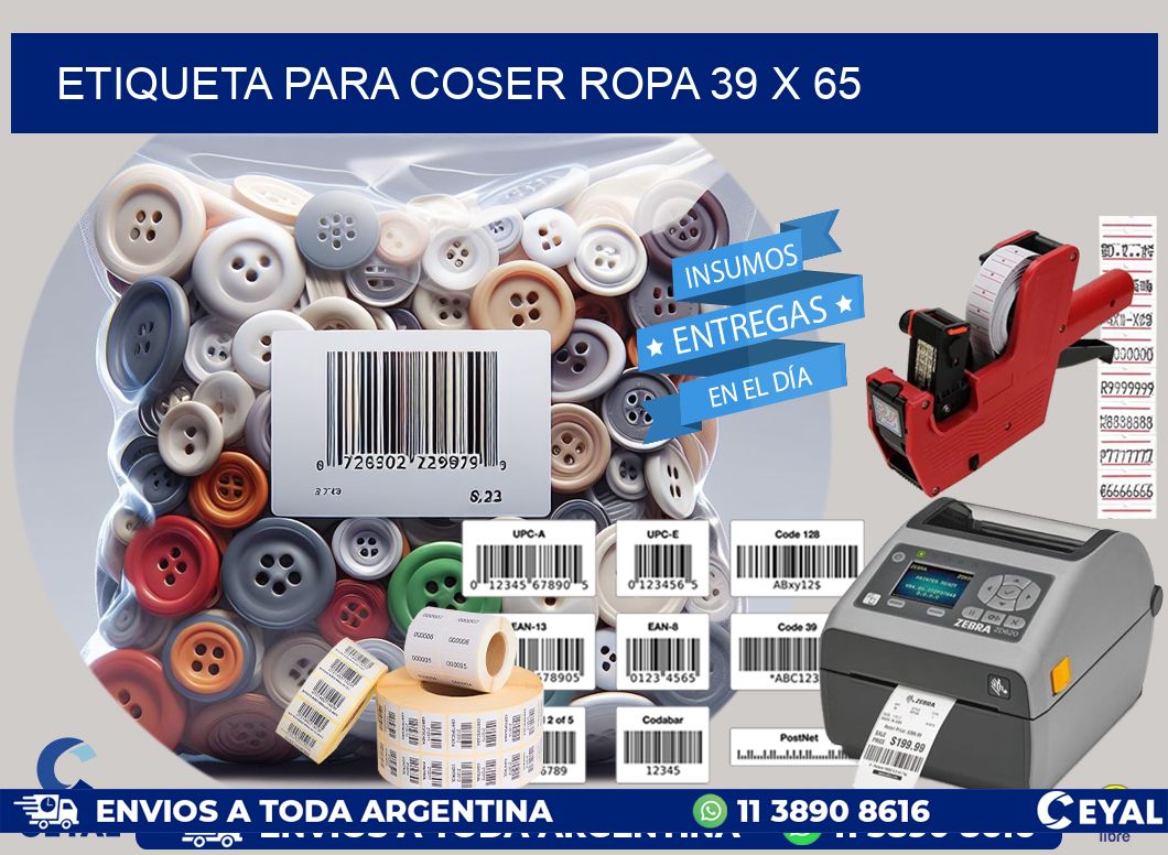 ETIQUETA PARA COSER ROPA 39 x 65