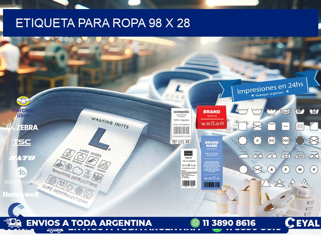 ETIQUETA PARA ROPA 98 x 28