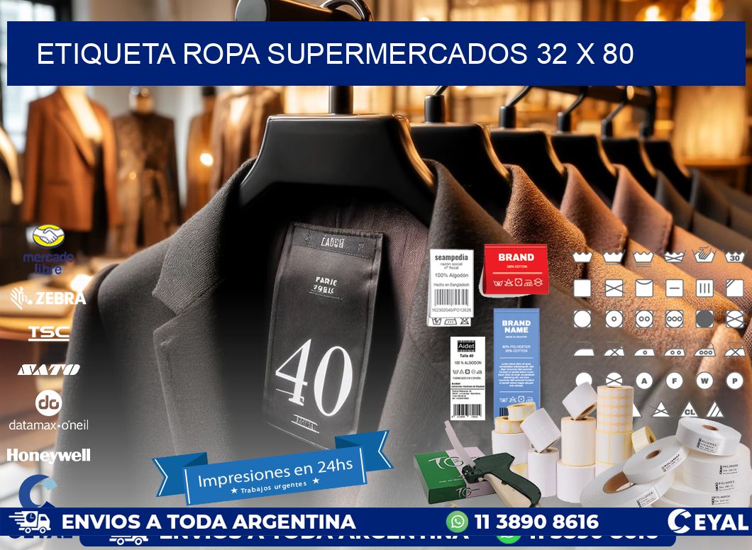 ETIQUETA ROPA SUPERMERCADOS 32 x 80