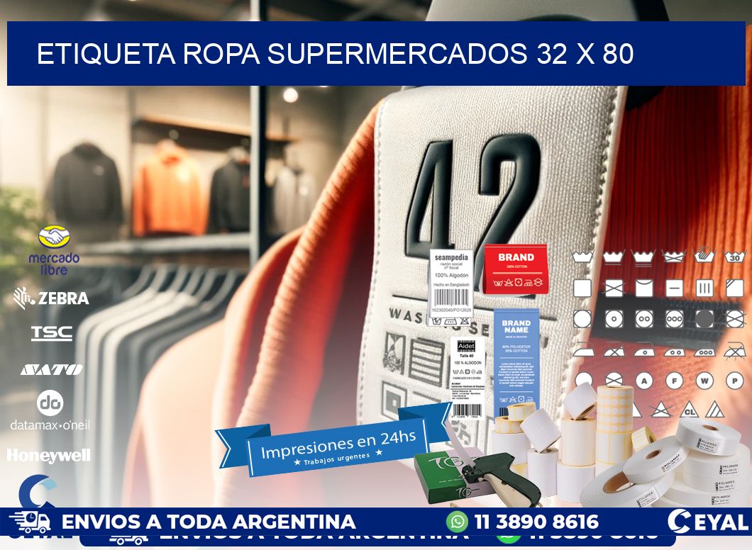 ETIQUETA ROPA SUPERMERCADOS 32 x 80