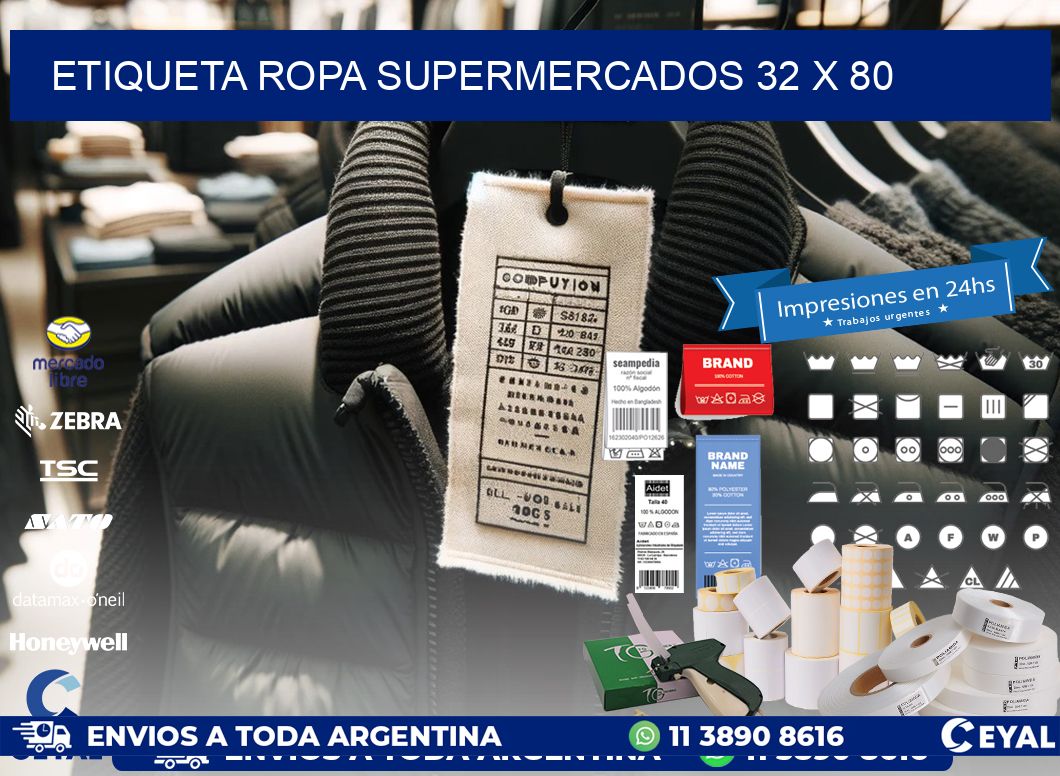 ETIQUETA ROPA SUPERMERCADOS 32 x 80