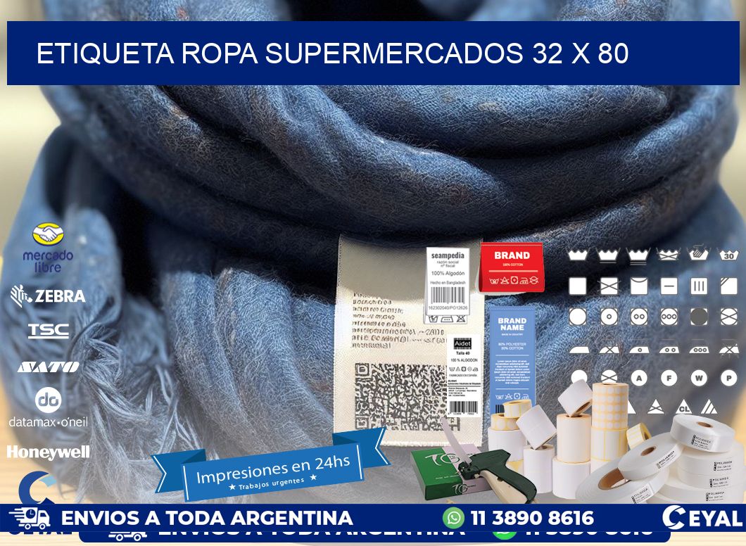 ETIQUETA ROPA SUPERMERCADOS 32 x 80