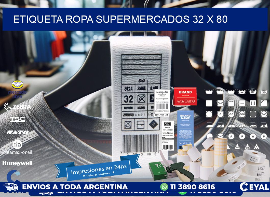 ETIQUETA ROPA SUPERMERCADOS 32 x 80