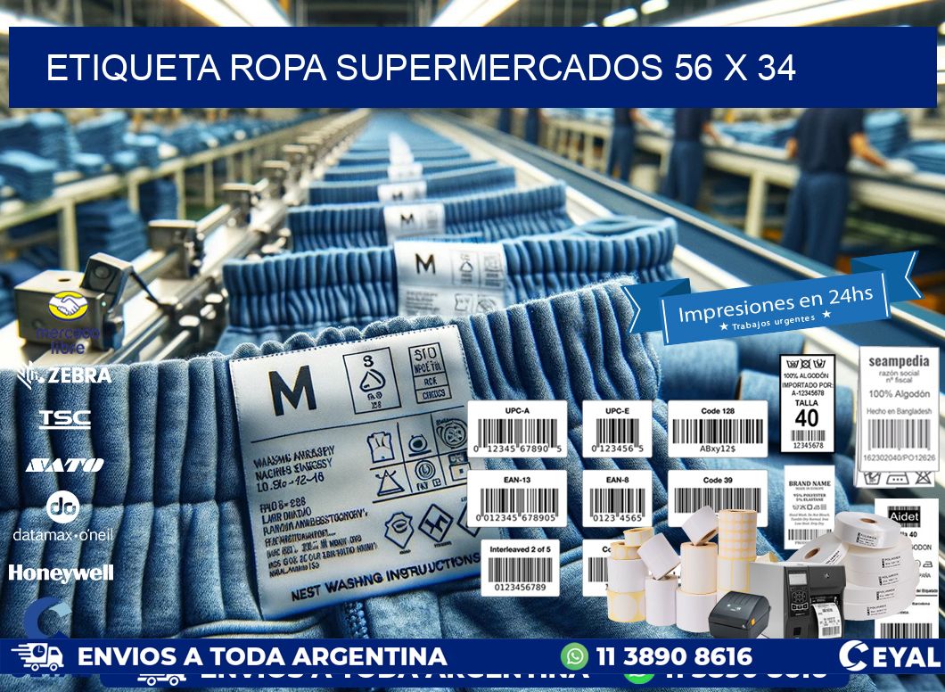 ETIQUETA ROPA SUPERMERCADOS 56 x 34