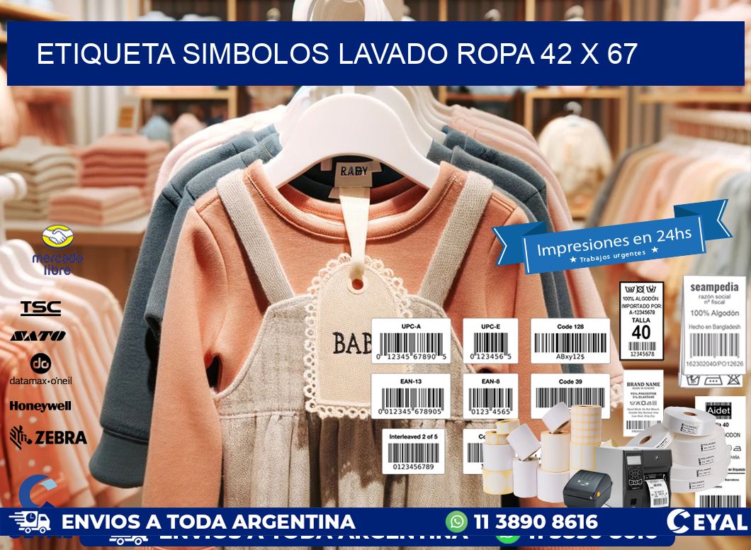 ETIQUETA SIMBOLOS LAVADO ROPA 42 x 67