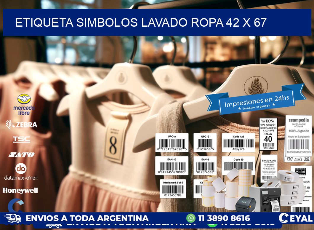 ETIQUETA SIMBOLOS LAVADO ROPA 42 x 67