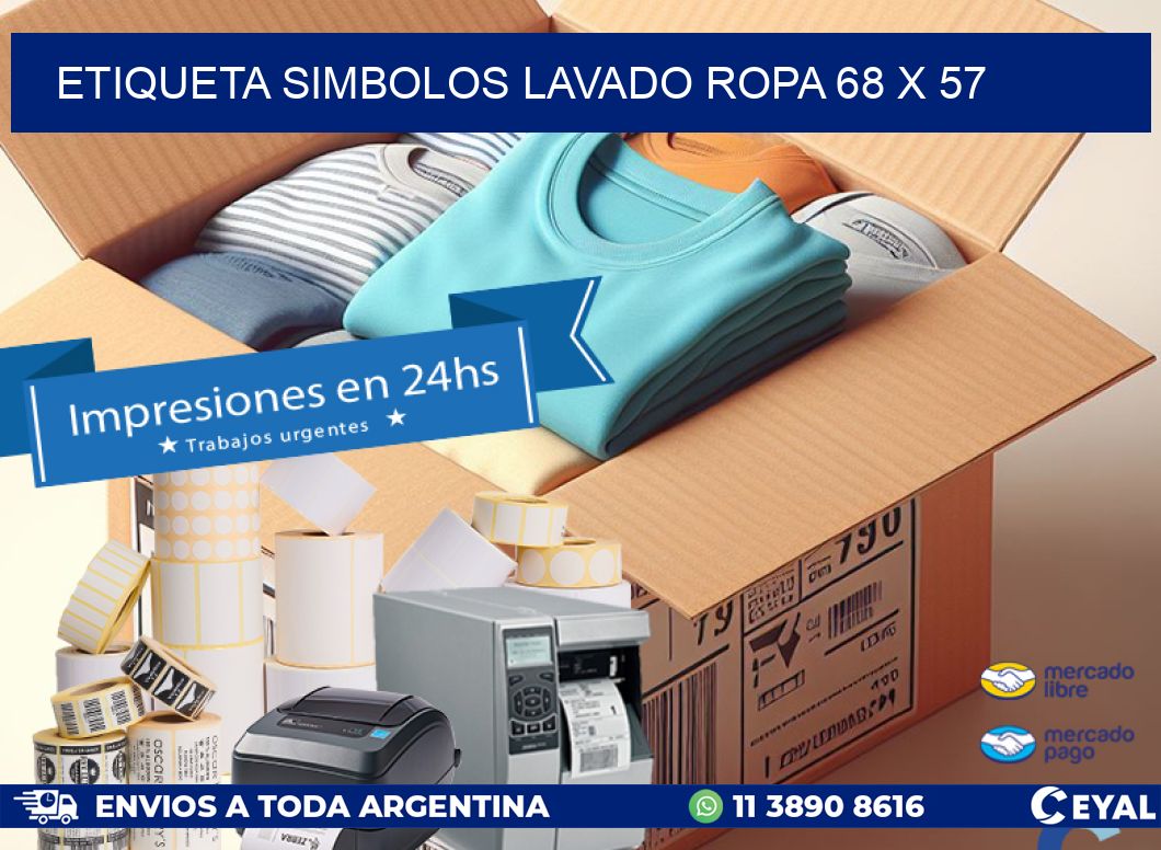 ETIQUETA SIMBOLOS LAVADO ROPA 68 x 57