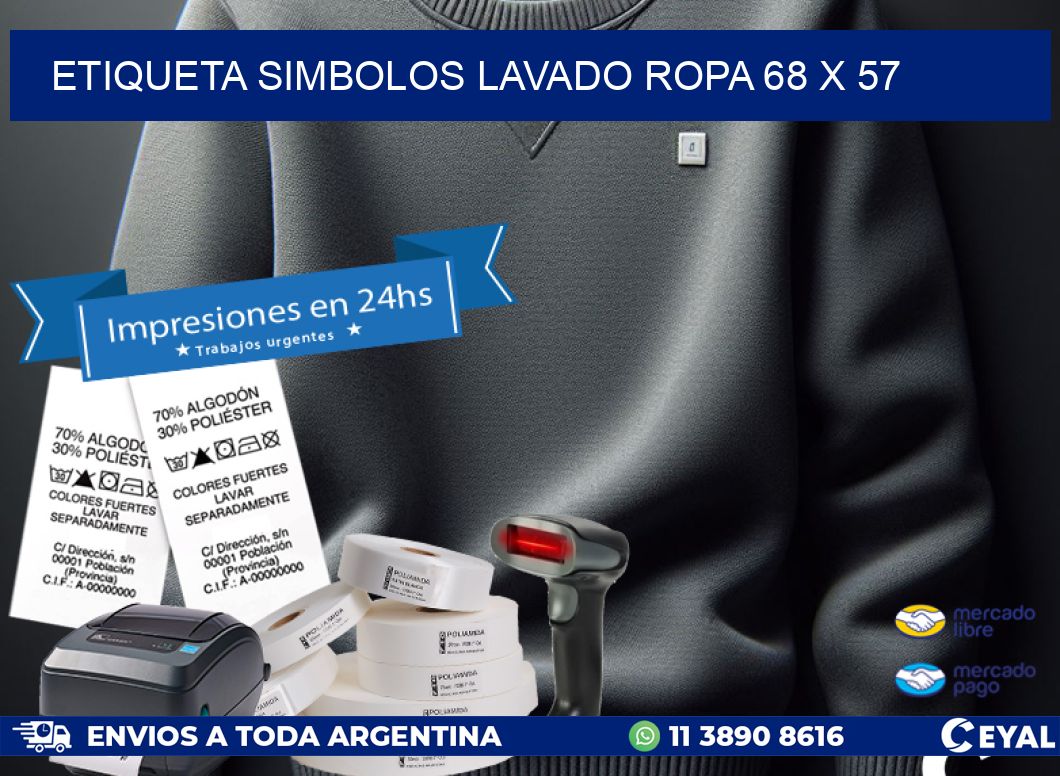 ETIQUETA SIMBOLOS LAVADO ROPA 68 x 57