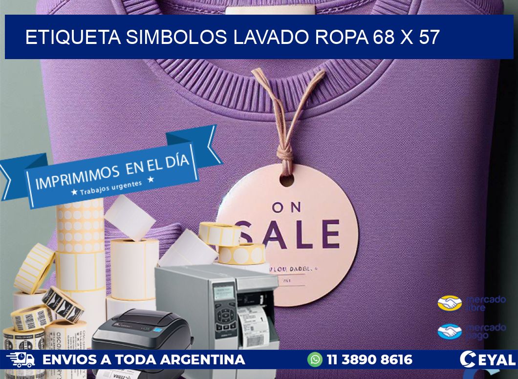 ETIQUETA SIMBOLOS LAVADO ROPA 68 x 57