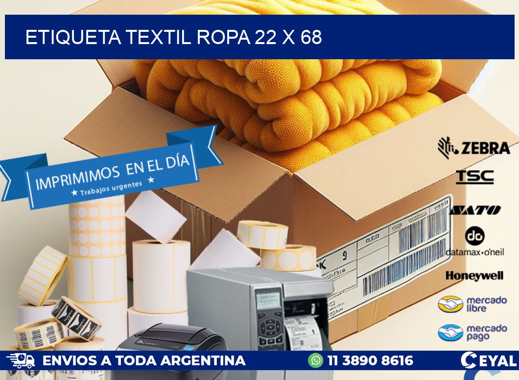 ETIQUETA TEXTIL ROPA 22 x 68