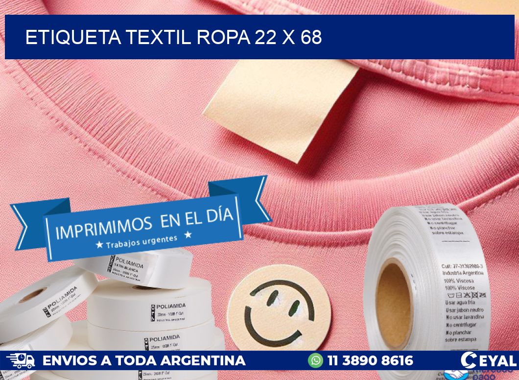 ETIQUETA TEXTIL ROPA 22 x 68