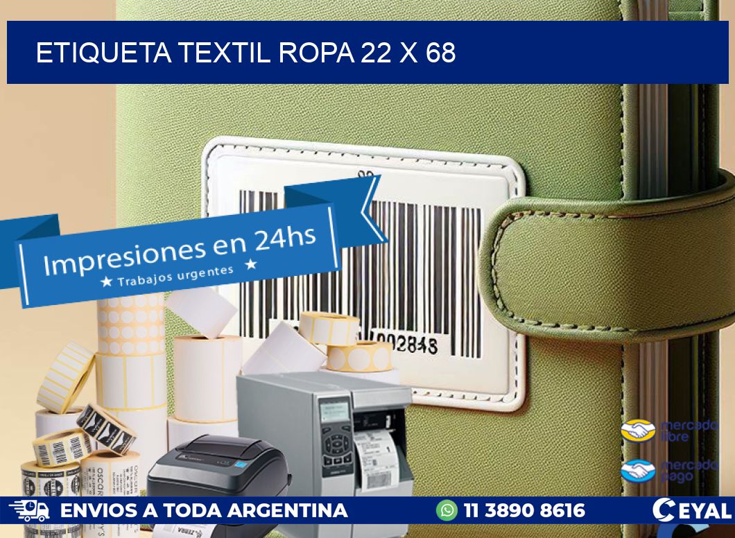 ETIQUETA TEXTIL ROPA 22 x 68