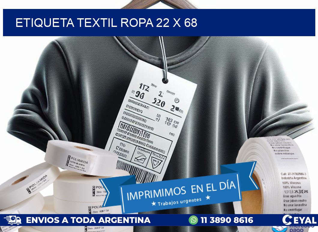 ETIQUETA TEXTIL ROPA 22 x 68