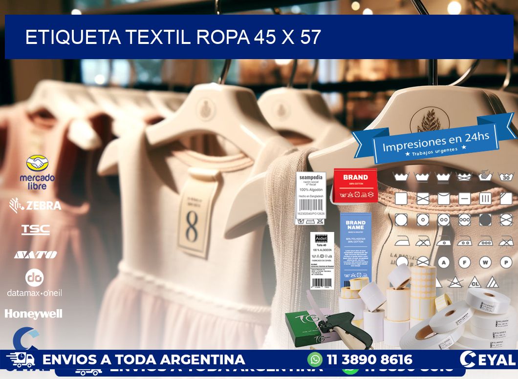 ETIQUETA TEXTIL ROPA 45 x 57