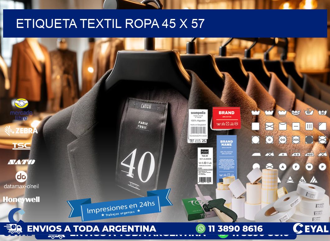 ETIQUETA TEXTIL ROPA 45 x 57