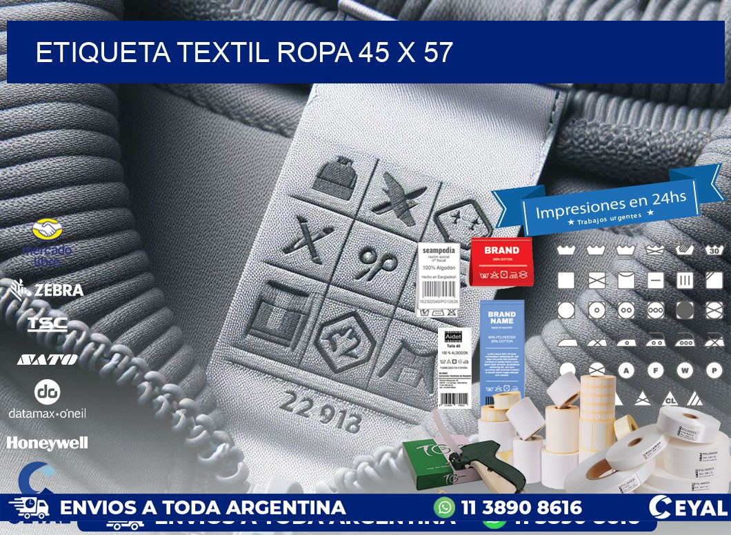 ETIQUETA TEXTIL ROPA 45 x 57