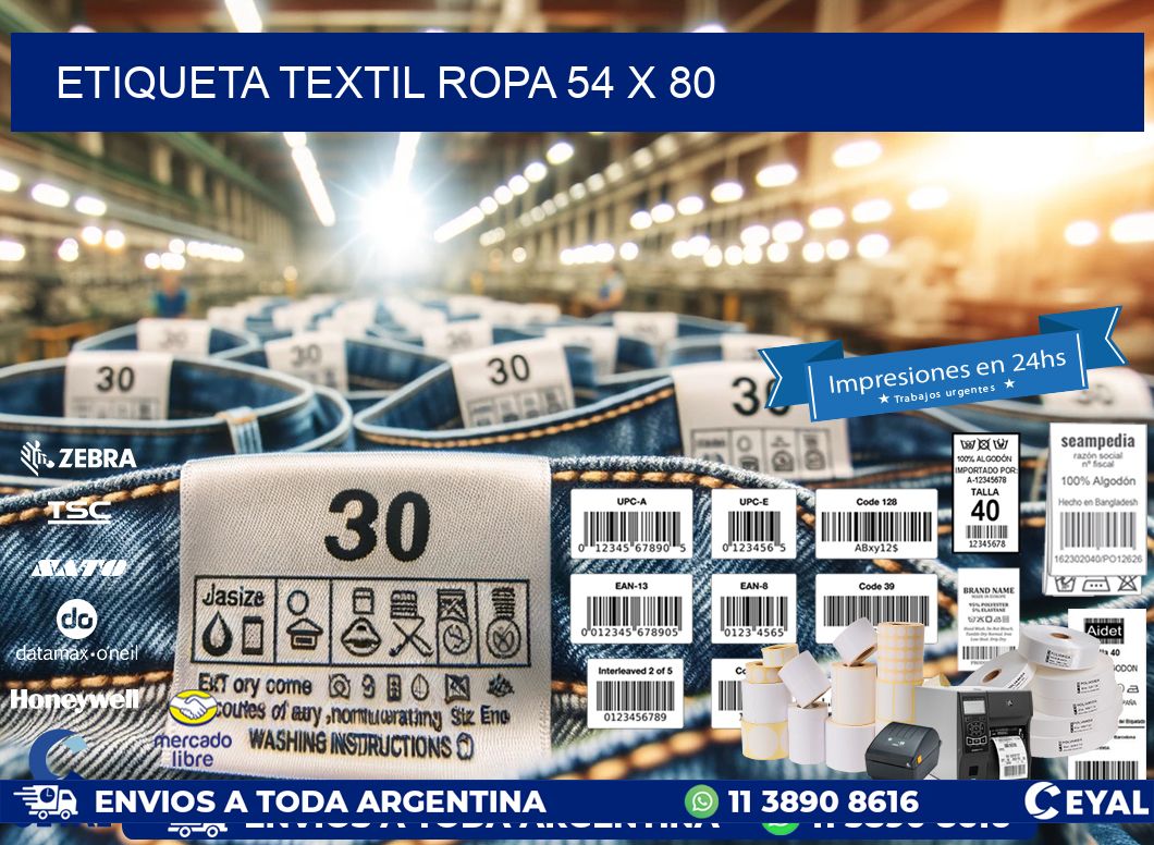 ETIQUETA TEXTIL ROPA 54 x 80