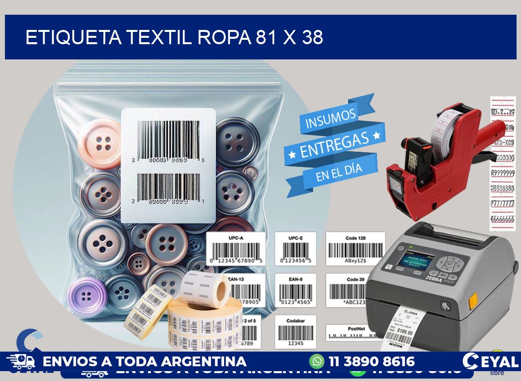 ETIQUETA TEXTIL ROPA 81 x 38