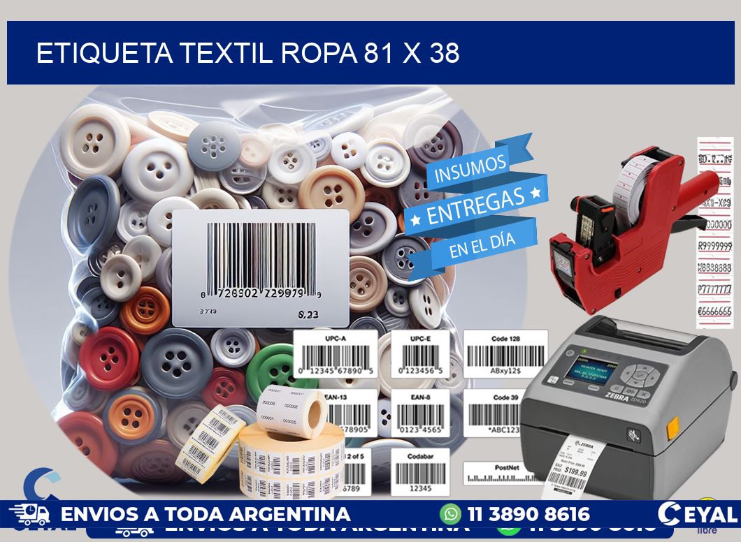 ETIQUETA TEXTIL ROPA 81 x 38