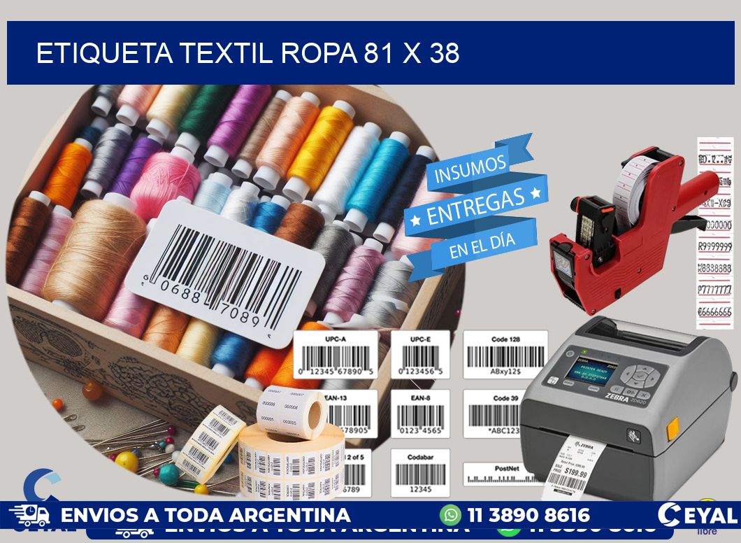 ETIQUETA TEXTIL ROPA 81 x 38