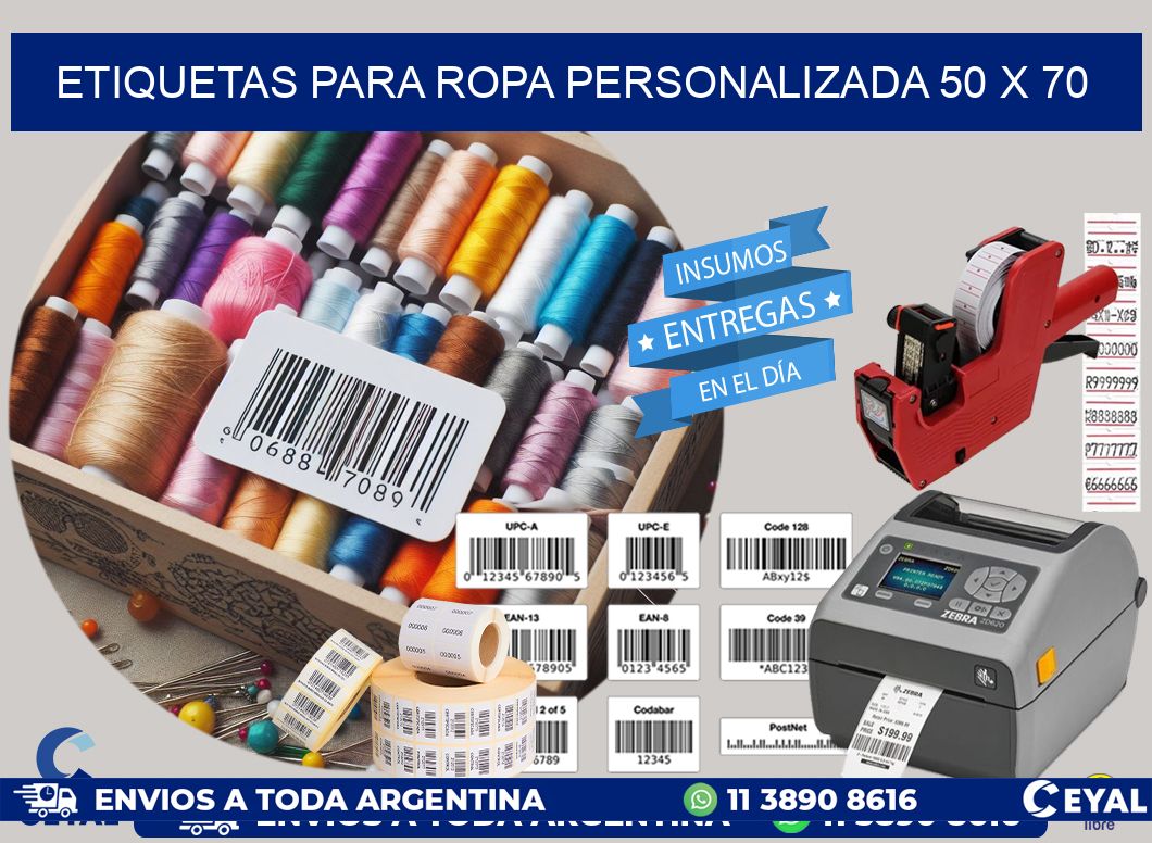 ETIQUETAS PARA ROPA PERSONALIZADA 50 x 70