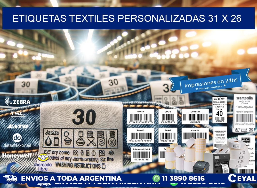 ETIQUETAS TEXTILES PERSONALIZADAS 31 x 26