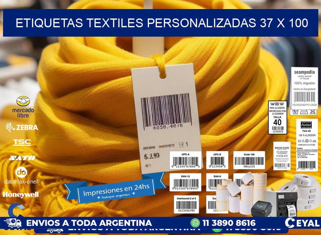 ETIQUETAS TEXTILES PERSONALIZADAS 37 x 100