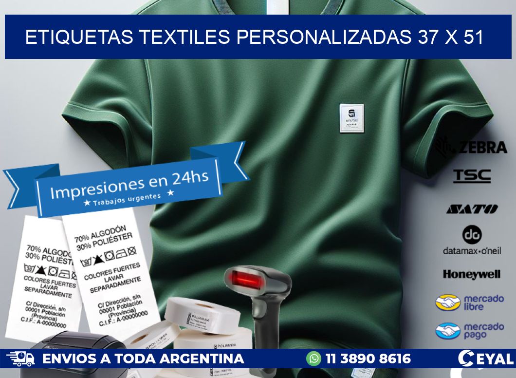 ETIQUETAS TEXTILES PERSONALIZADAS 37 x 51