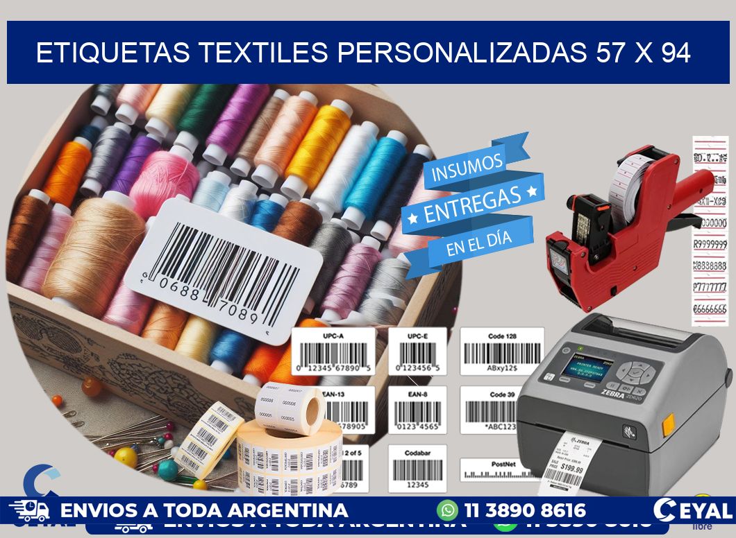 ETIQUETAS TEXTILES PERSONALIZADAS 57 x 94