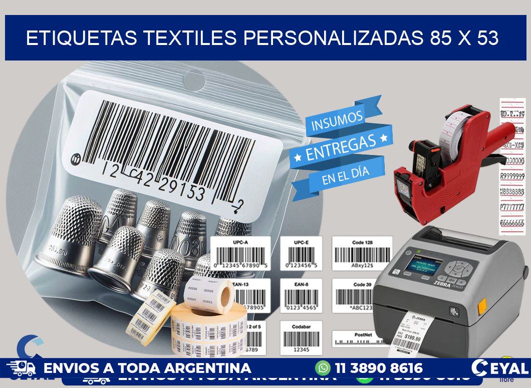 ETIQUETAS TEXTILES PERSONALIZADAS 85 x 53