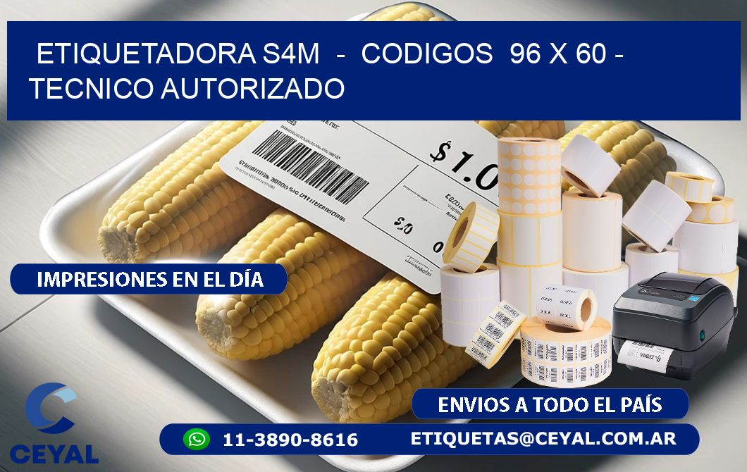 ETIQUETADORA S4M  –  CODIGOS  96 x 60 – TECNICO AUTORIZADO