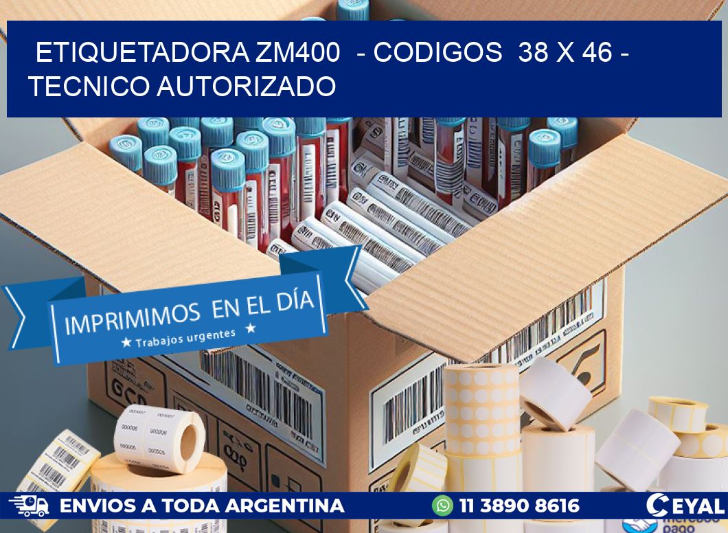 ETIQUETADORA ZM400  - CODIGOS  38 x 46 - TECNICO AUTORIZADO
