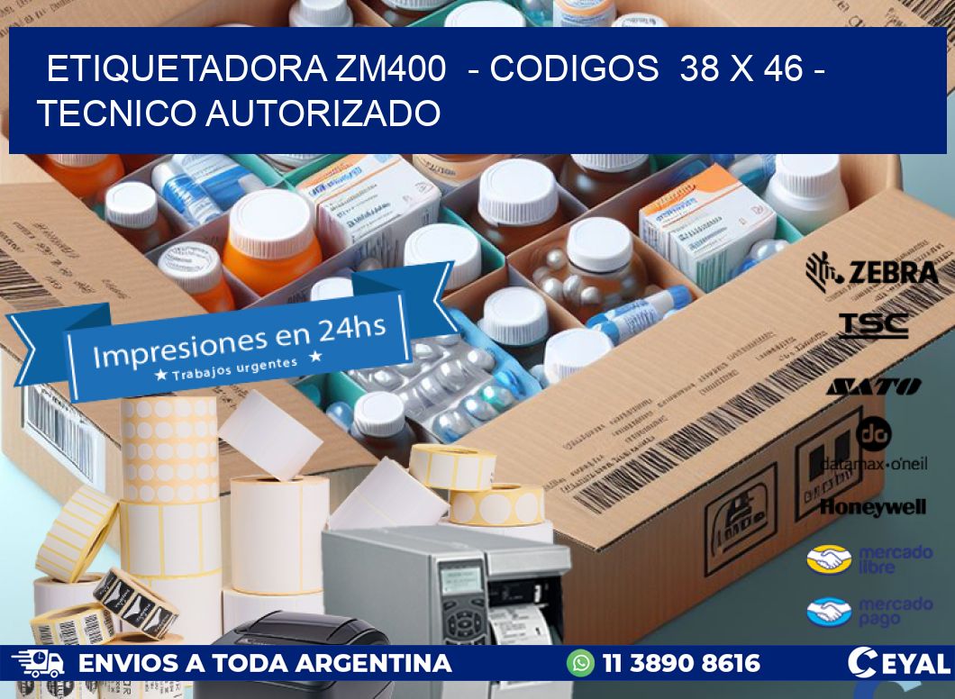 ETIQUETADORA ZM400  - CODIGOS  38 x 46 - TECNICO AUTORIZADO