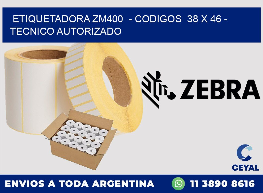 ETIQUETADORA ZM400  - CODIGOS  38 x 46 - TECNICO AUTORIZADO