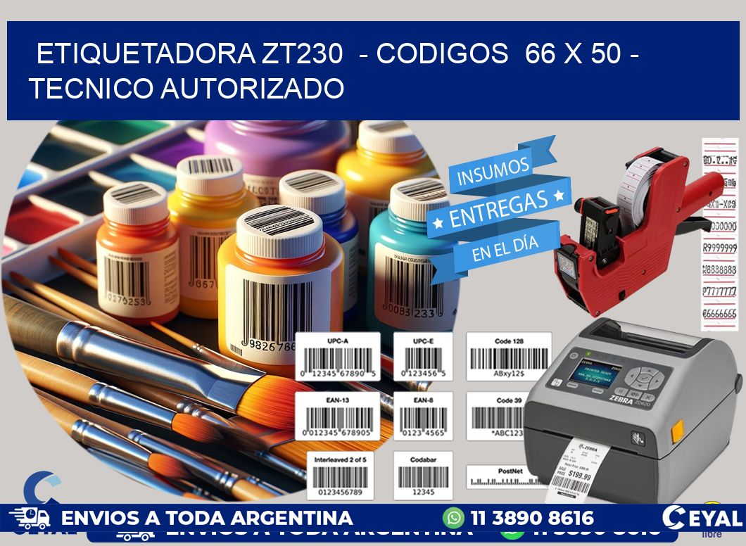 ETIQUETADORA ZT230  - CODIGOS  66 x 50 - TECNICO AUTORIZADO