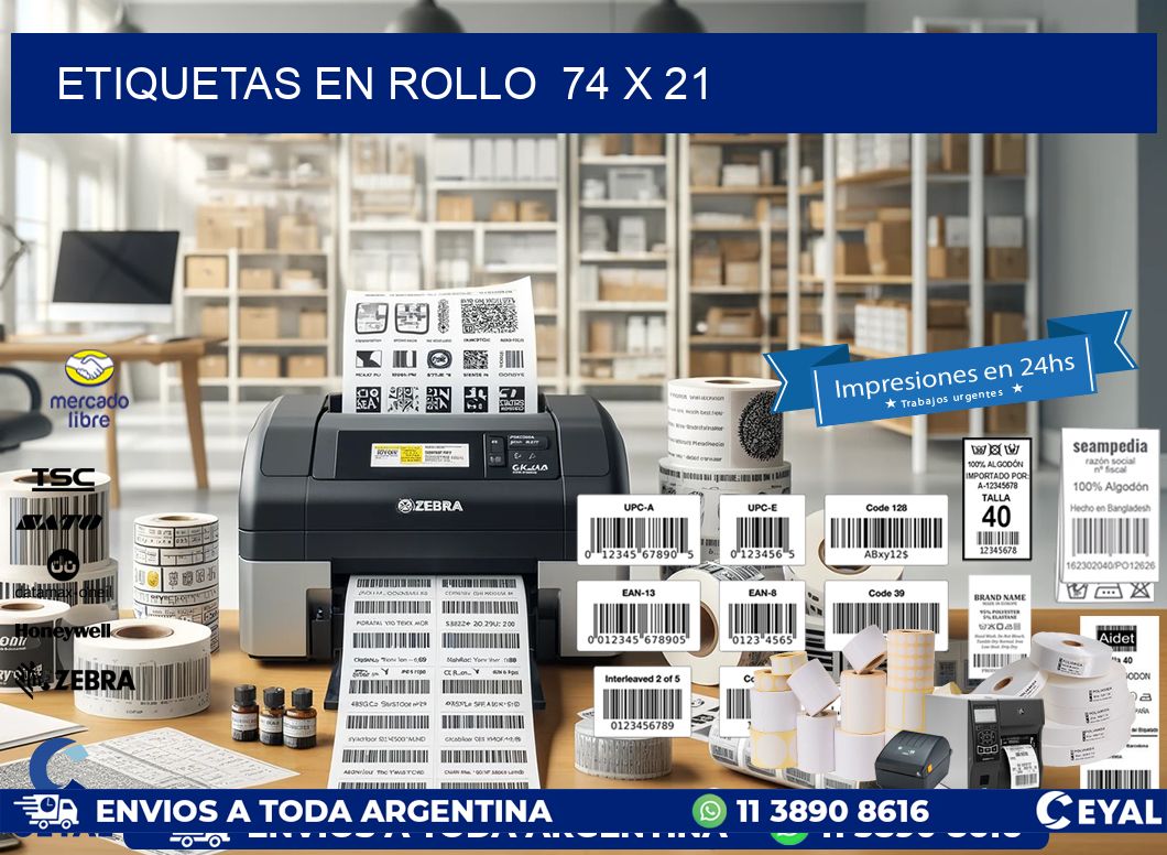 ETIQUETAS EN ROLLO  74 x 21