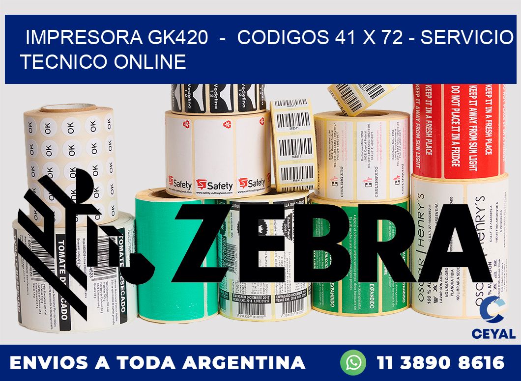 IMPRESORA GK420  -  CODIGOS 41 x 72 - SERVICIO TECNICO ONLINE