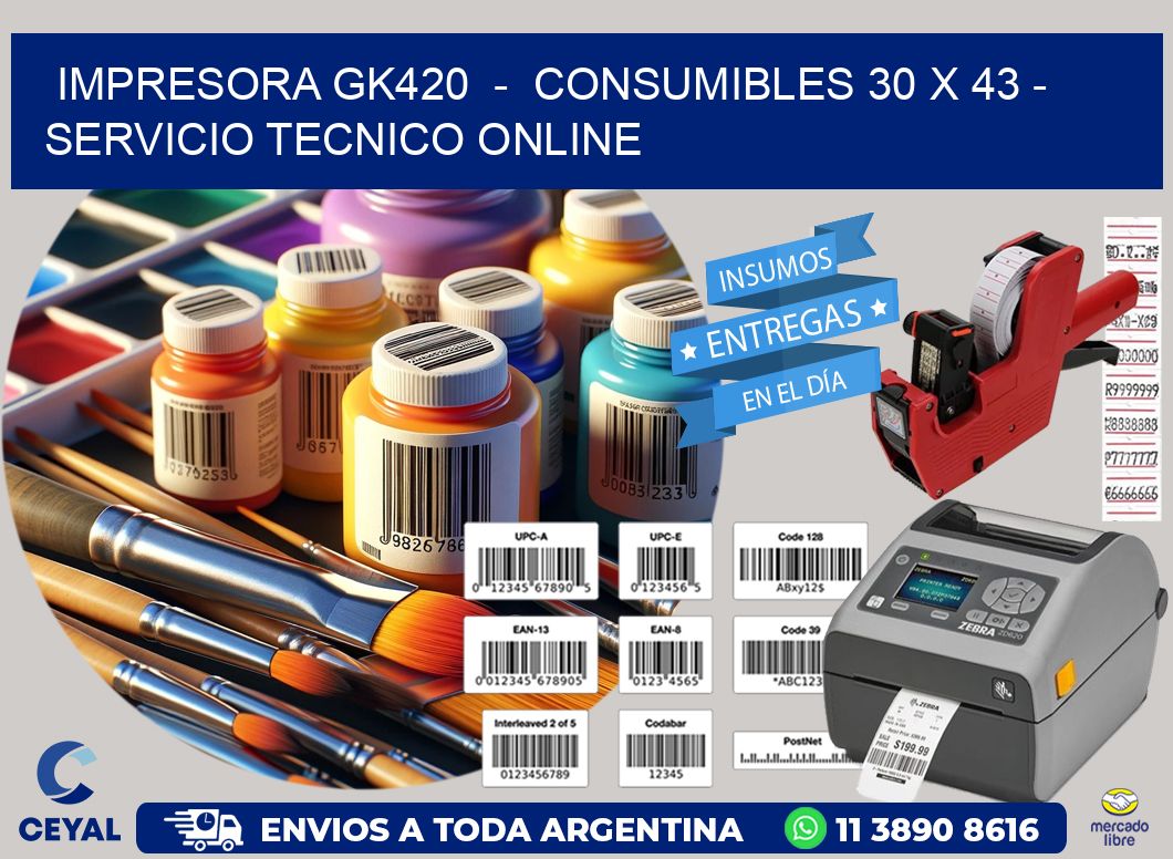 IMPRESORA GK420  -  CONSUMIBLES 30 x 43 - SERVICIO TECNICO ONLINE