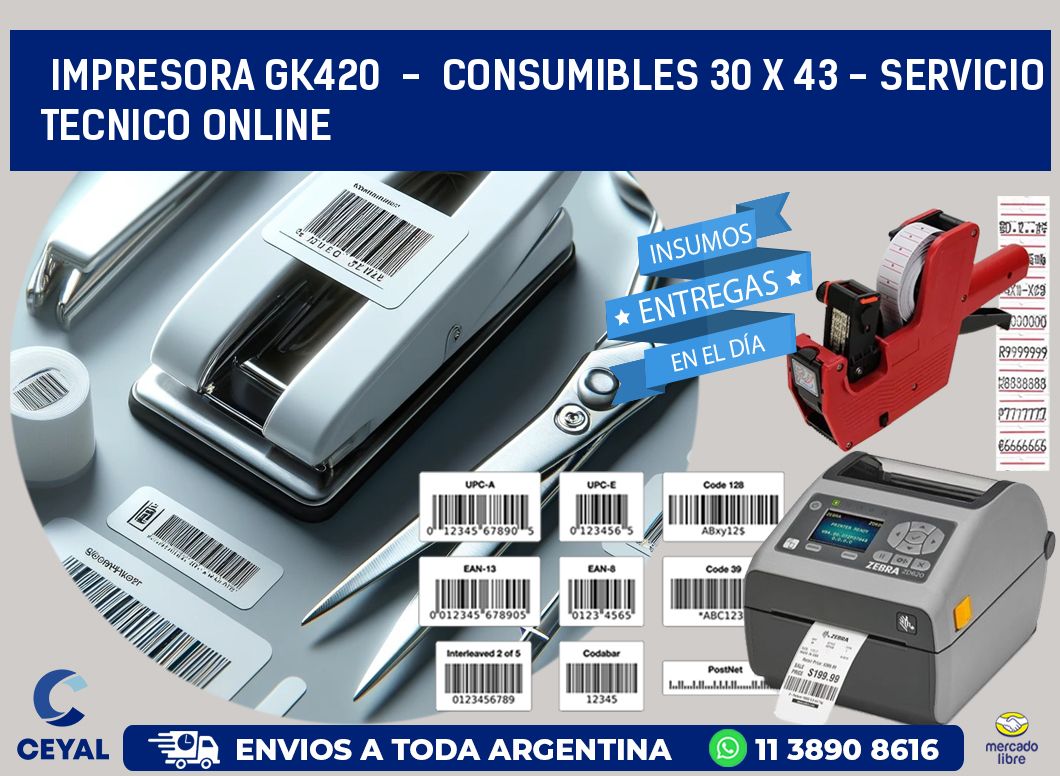 IMPRESORA GK420  -  CONSUMIBLES 30 x 43 - SERVICIO TECNICO ONLINE