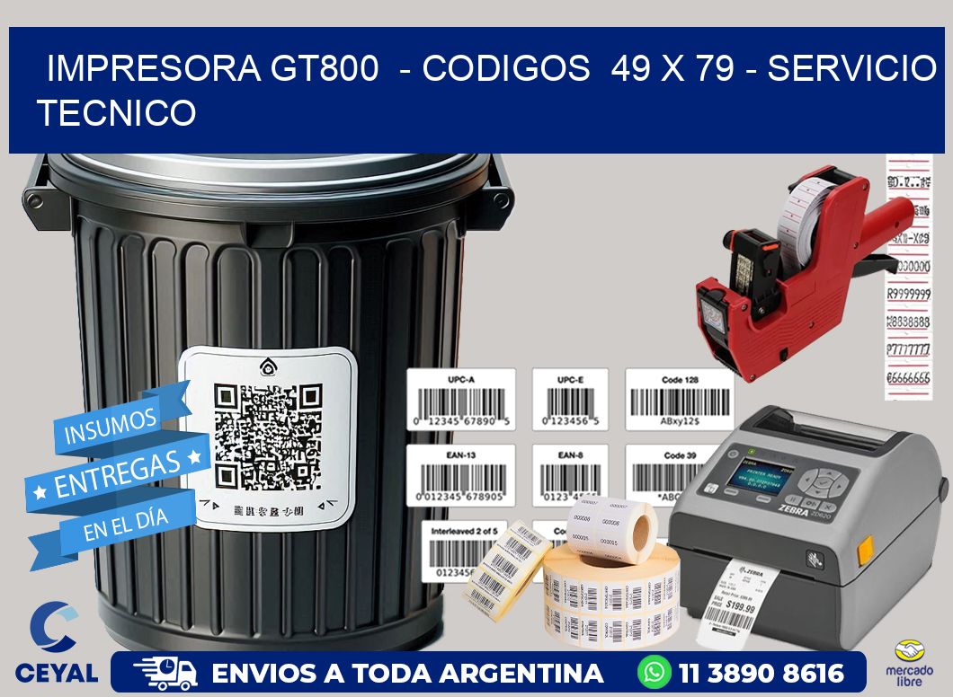 IMPRESORA GT800  - CODIGOS  49 x 79 - SERVICIO TECNICO