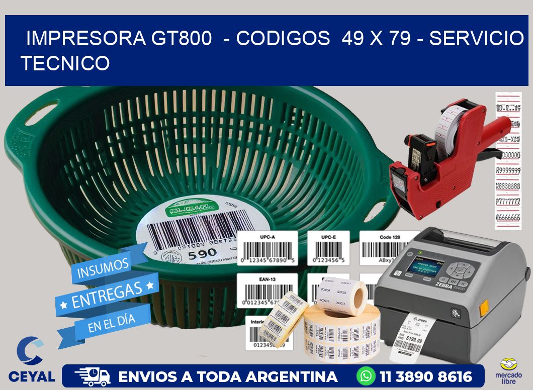 IMPRESORA GT800  - CODIGOS  49 x 79 - SERVICIO TECNICO