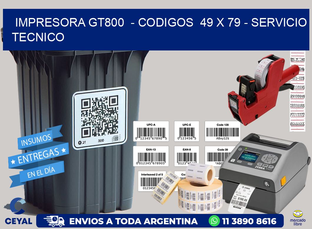 IMPRESORA GT800  – CODIGOS  49 x 79 – SERVICIO TECNICO