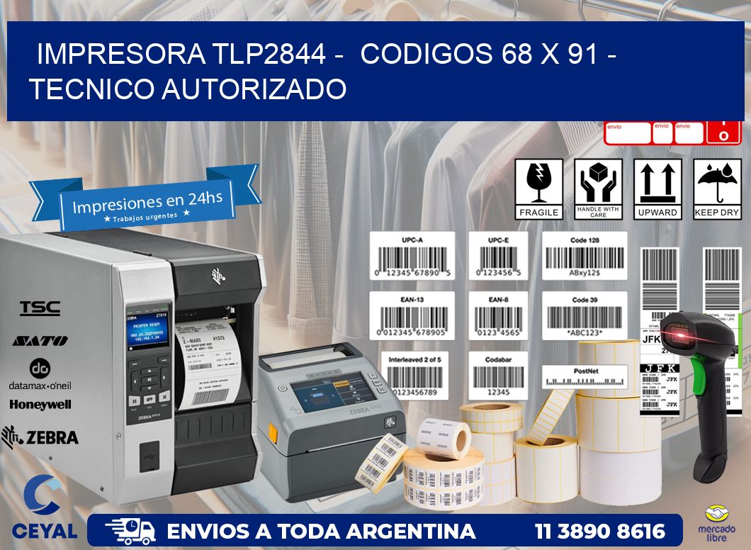 IMPRESORA TLP2844 -  CODIGOS 68 x 91 - TECNICO AUTORIZADO