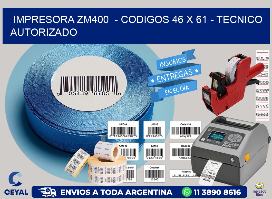 IMPRESORA ZM400  - CODIGOS 46 x 61 - TECNICO AUTORIZADO