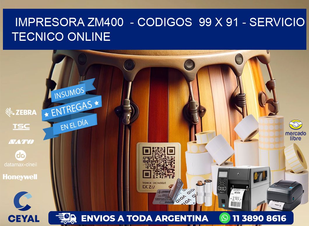 IMPRESORA ZM400  - CODIGOS  99 x 91 - SERVICIO TECNICO ONLINE