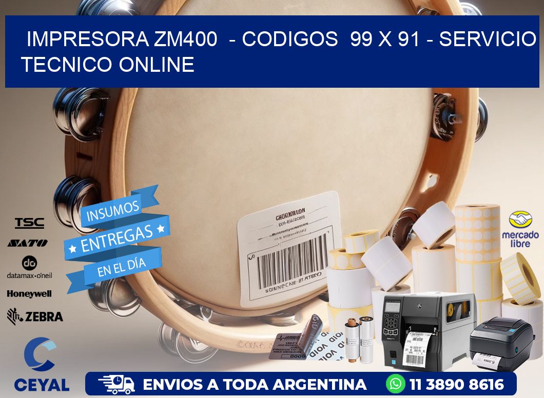 IMPRESORA ZM400  - CODIGOS  99 x 91 - SERVICIO TECNICO ONLINE