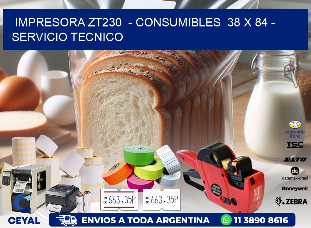 IMPRESORA ZT230  - CONSUMIBLES  38 x 84 - SERVICIO TECNICO