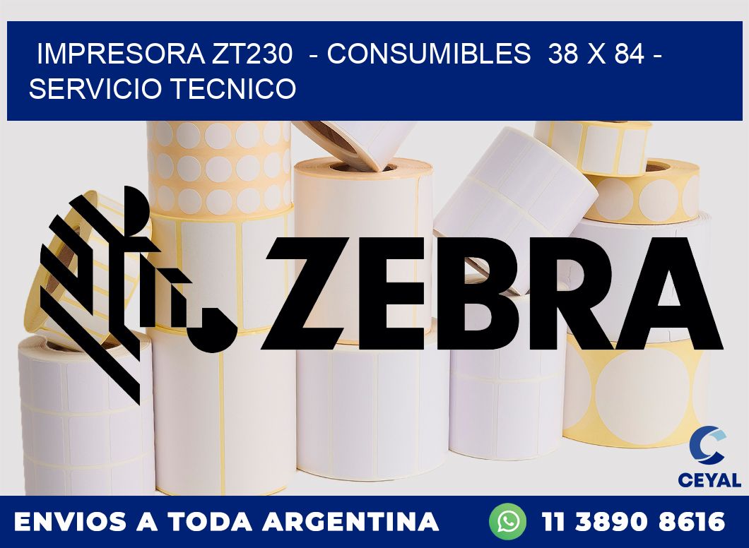 IMPRESORA ZT230  - CONSUMIBLES  38 x 84 - SERVICIO TECNICO