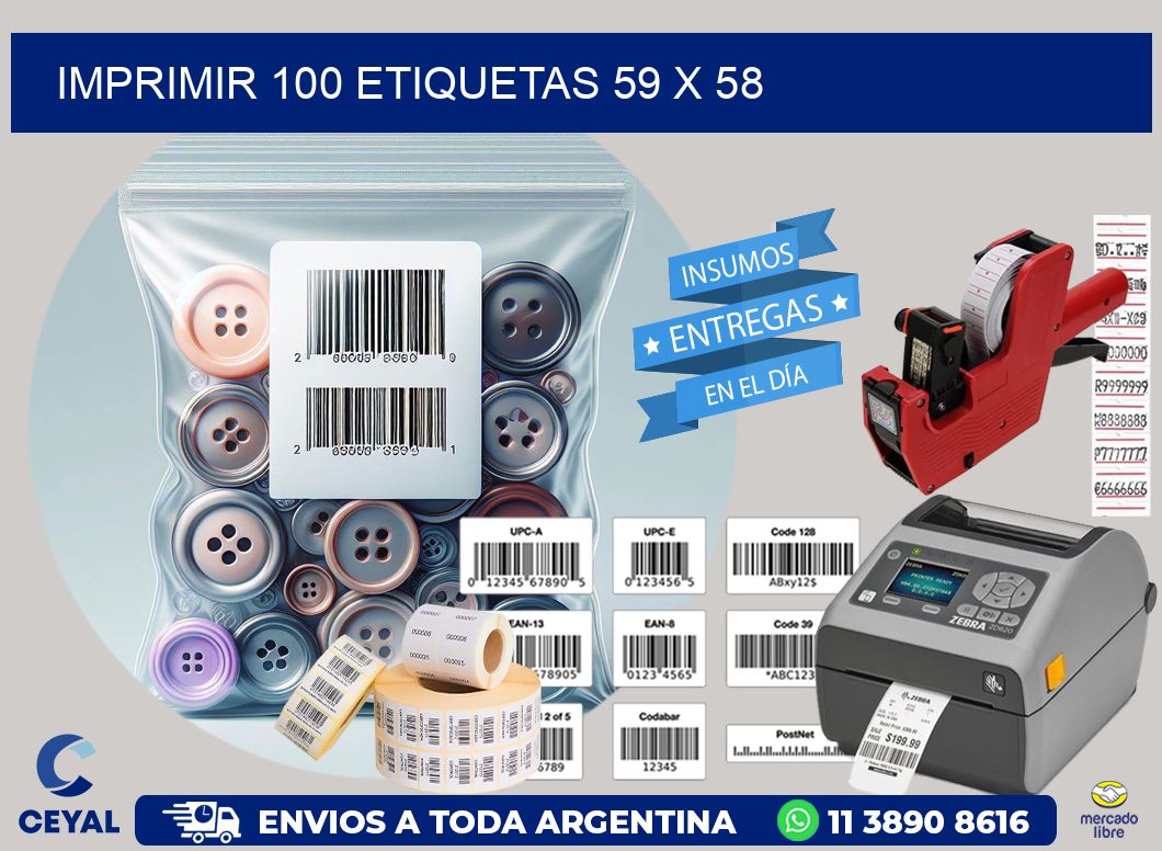 IMPRIMIR 100 ETIQUETAS 59 x 58