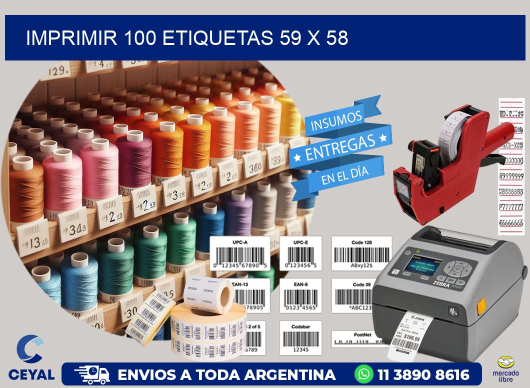 IMPRIMIR 100 ETIQUETAS 59 x 58